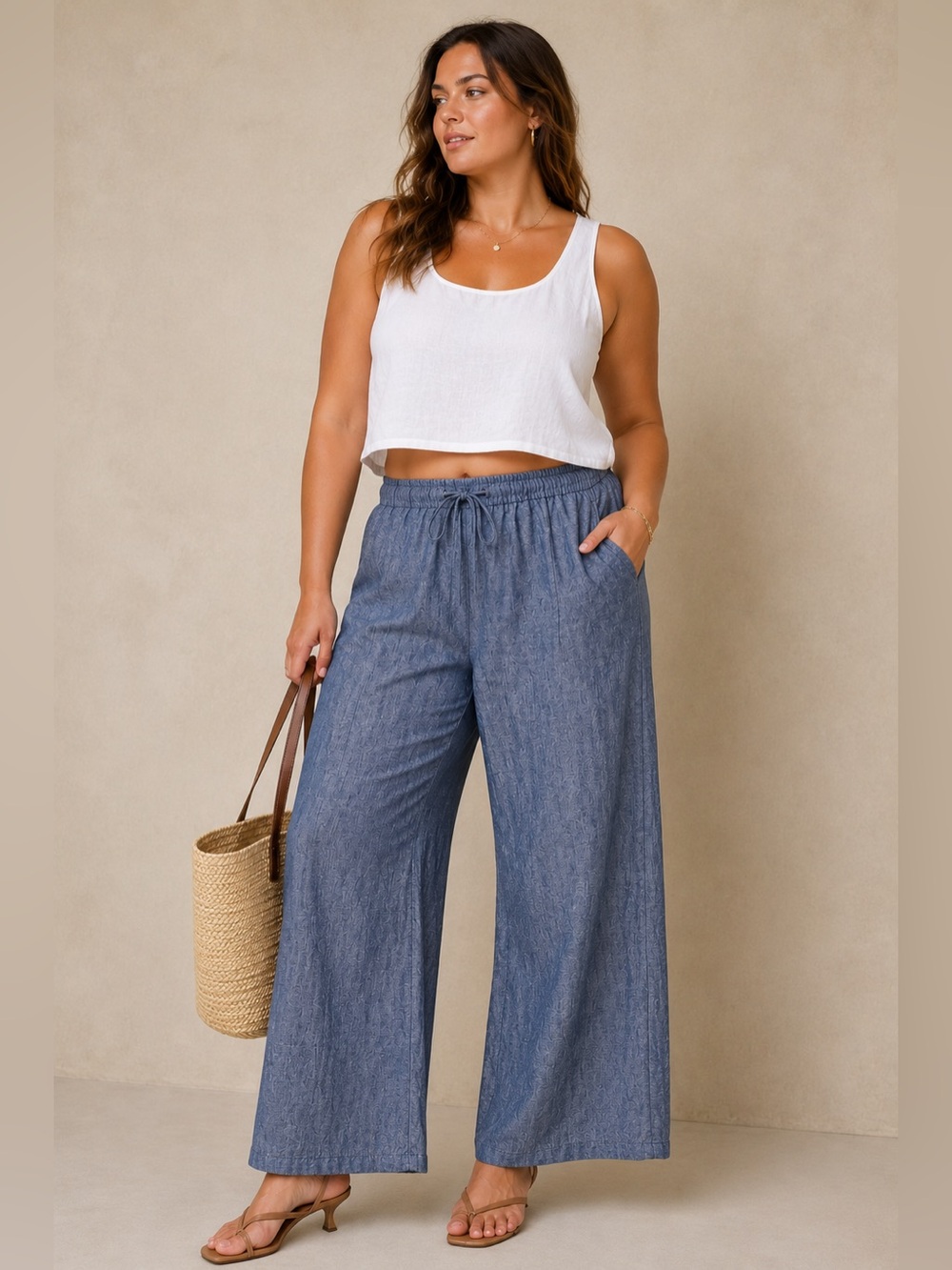 GAP Pull-On Linen Blend Wide Leg Pants NWT XL Coastal Resort Vacation Cruise